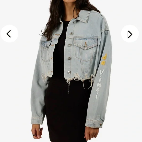 NWT • Trio Urban • Mona Lisa Heart Denim Crop Jacket • 200016-DNBLU • S/M • 😍 - Picture 2 of 11